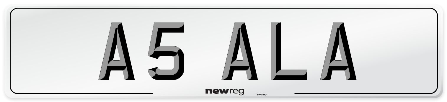 A5 ALA Number Plate from New Reg